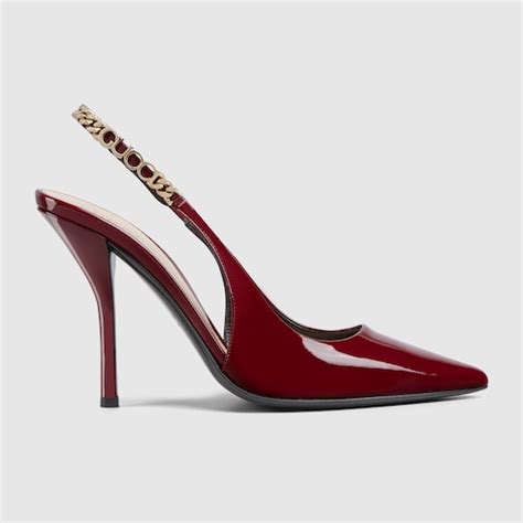 gucci embellished patent leather pumps|gucci slingbacks heels.